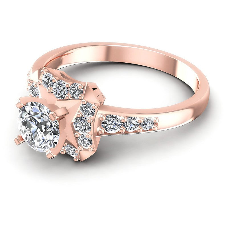 Round Diamonds 0.85CT Halo Ring in 18KT Rose Gold