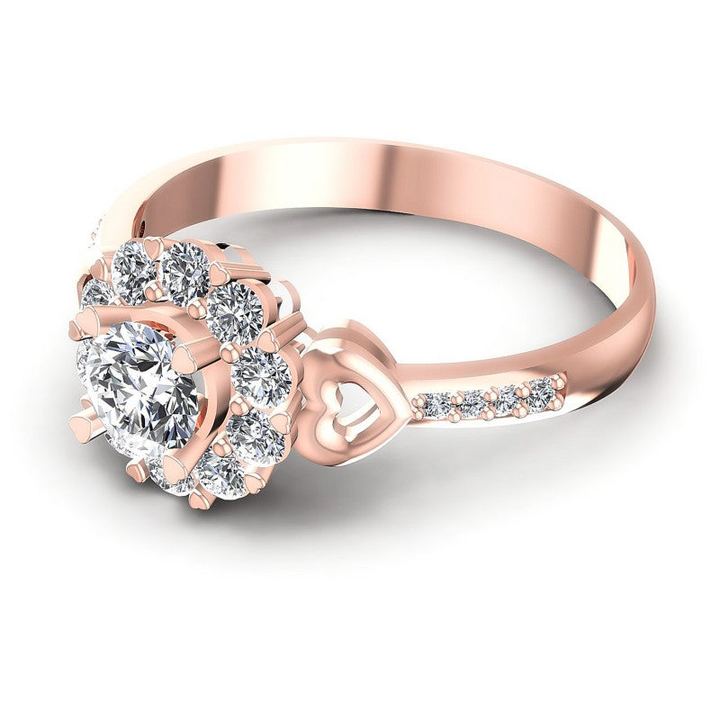 Round Diamonds 0.80CT Halo Ring in 18KT Rose Gold
