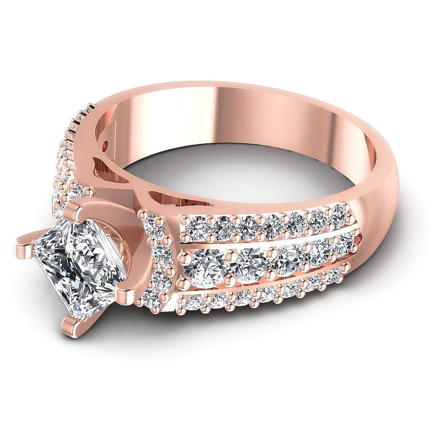 1.20CT Princess And Round Cut Diamonds Engagement Rings
