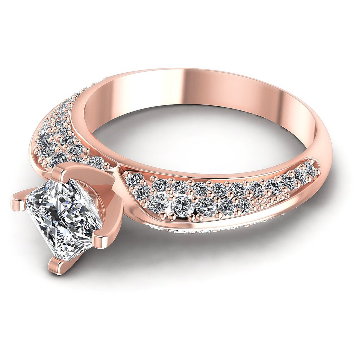 1.00CT Princess And Round Cut Diamonds Engagement Rings