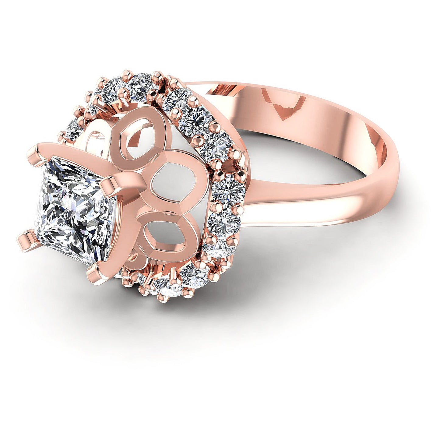0.85CT Princess And Round Cut Diamonds Engagement Rings