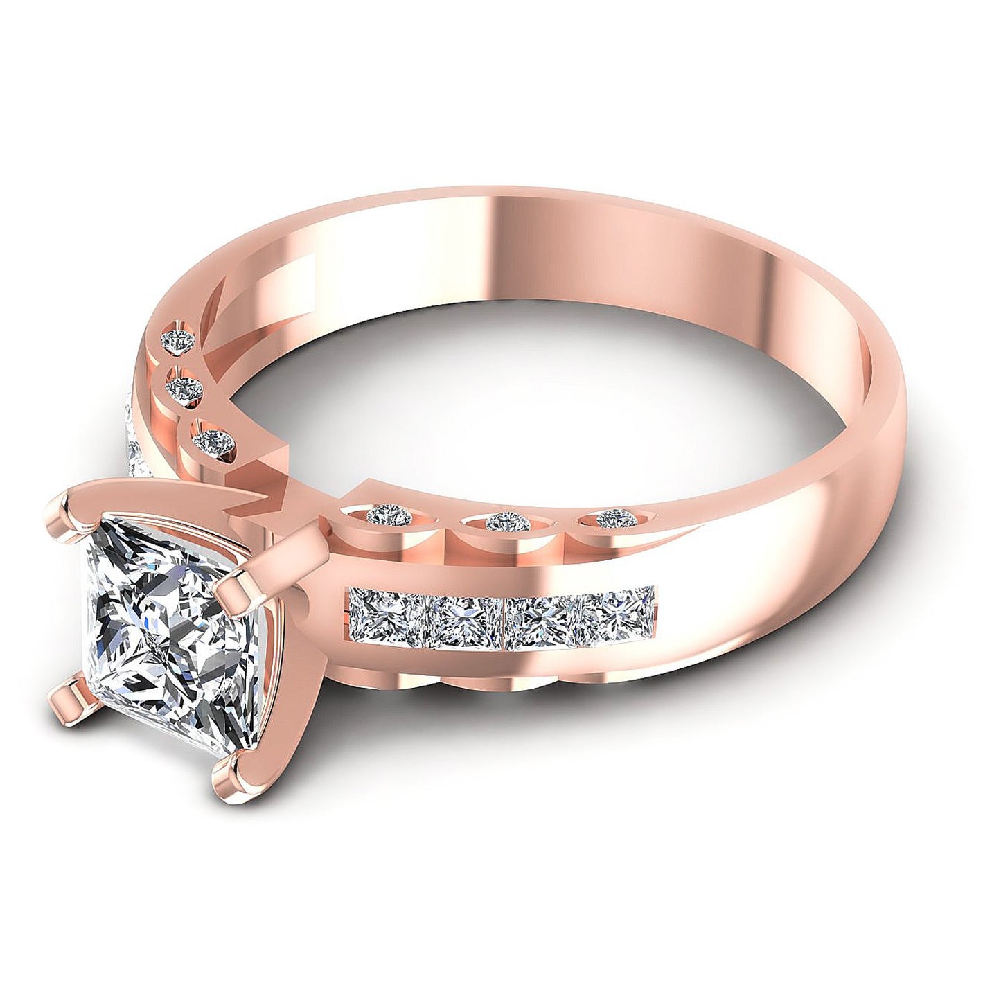 0.70CT Princess And Round Cut Diamonds Engagement Rings