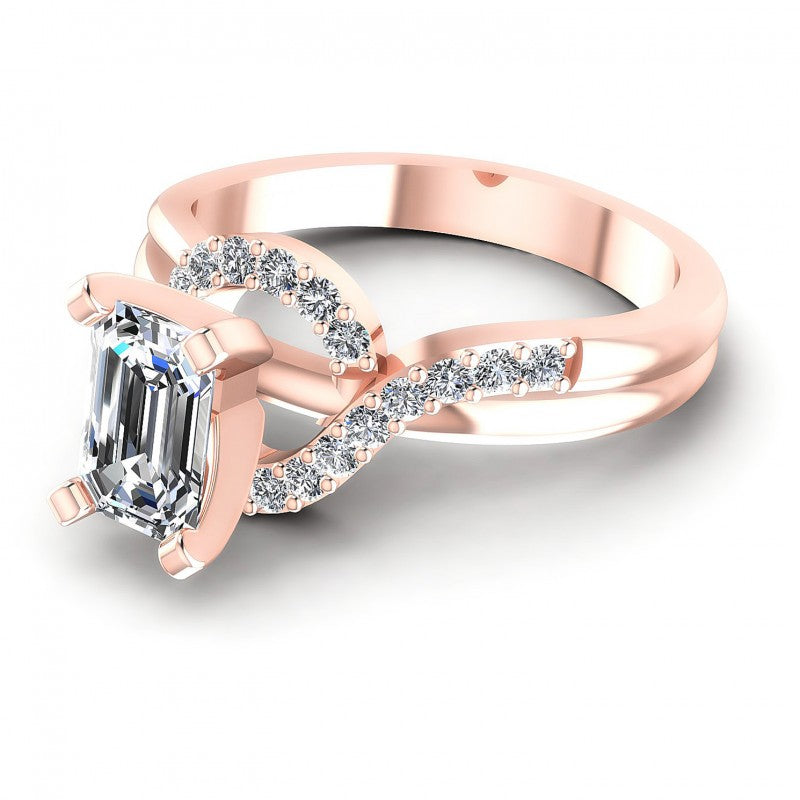 Round and Emerald Diamonds 0.60CT Engagement Ring in 18KT Rose Gold