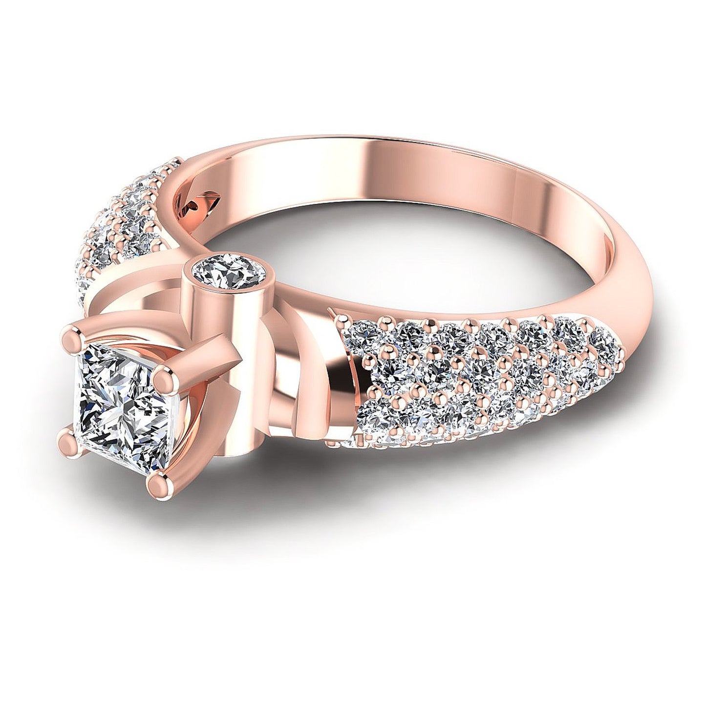 1.25CT Princess And Round Cut Diamonds Engagement Rings