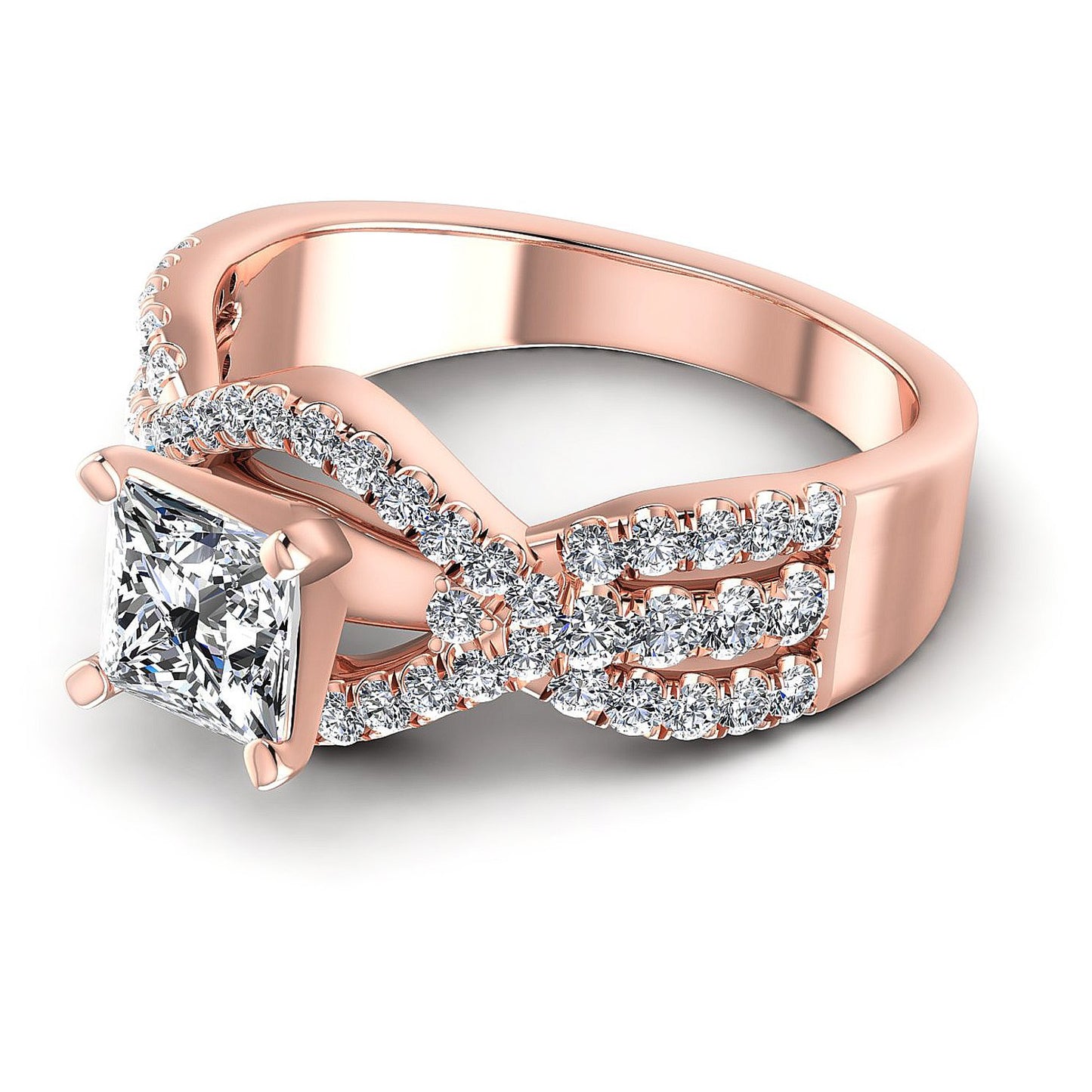 1.00CT Princess And Round Cut Diamonds Engagement Rings