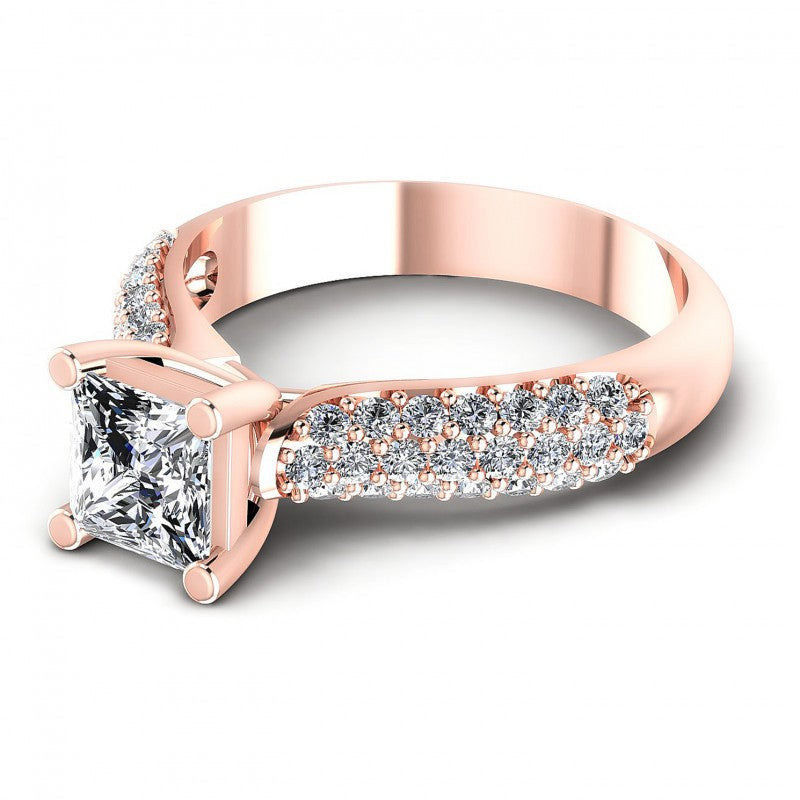 Princess and Round Diamonds 0.80CT Engagement Ring in 18KT Rose Gold