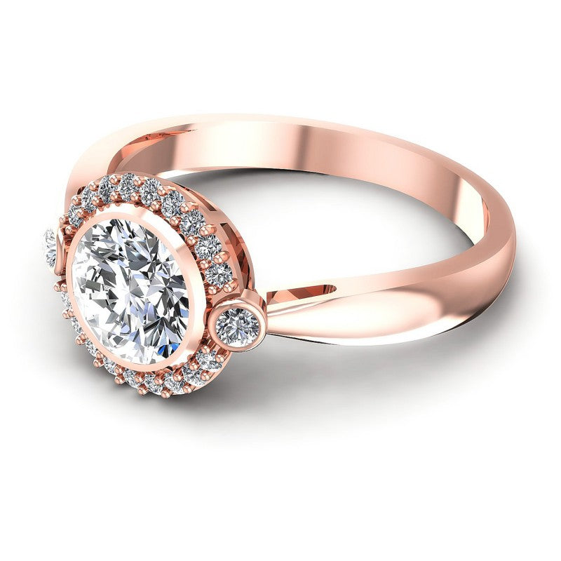 Round Diamonds 0.55CT Halo Ring in 18KT Rose Gold