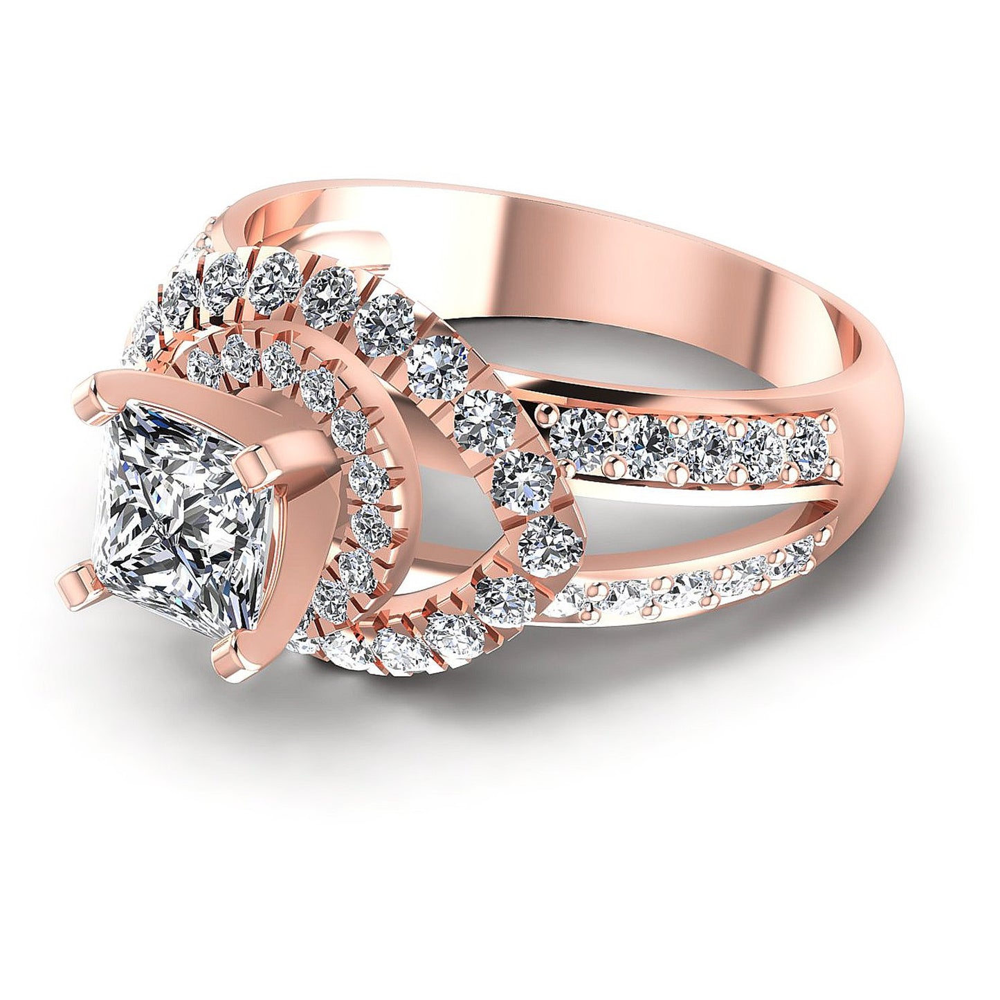 1.25CT Princess And Round Cut Diamonds Engagement Rings
