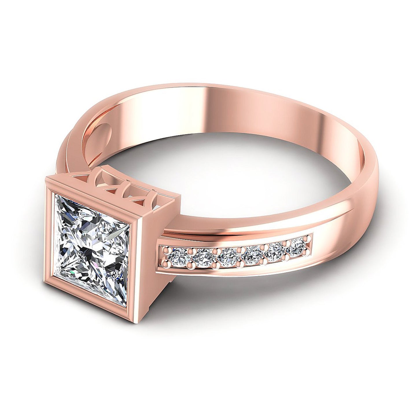 0.50CT Princess And Round Cut Diamonds Engagement Rings