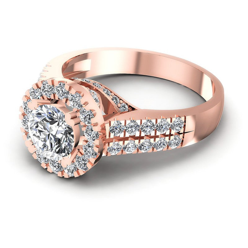 Round Diamonds 1.30CT Halo Ring in 18KT Rose Gold