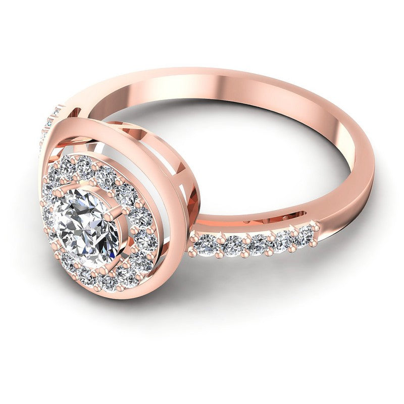 Round Diamonds 0.70CT Halo Ring in 18KT Rose Gold