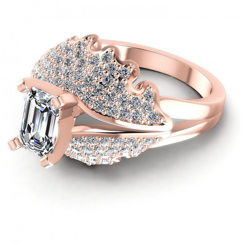 Round and Emerald Diamonds 1.00CT Engagement Ring in 18KT Rose Gold