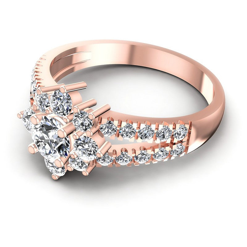 Round Diamonds 1.05CT Halo Ring in 18KT Rose Gold