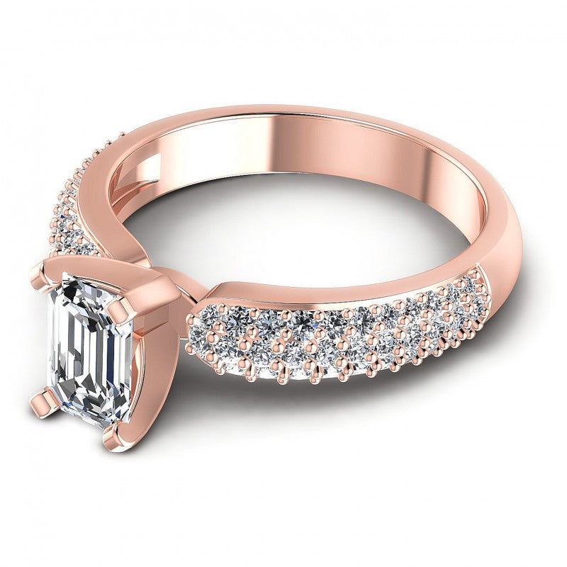 Round and Emerald Diamonds 0.90CT Engagement Ring in 18KT Rose Gold