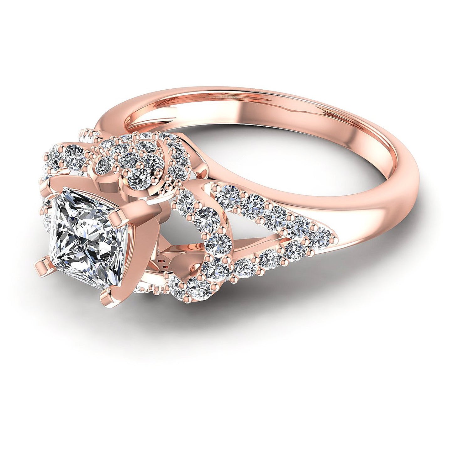 1.00CT Princess And Round Cut Diamonds Engagement Rings