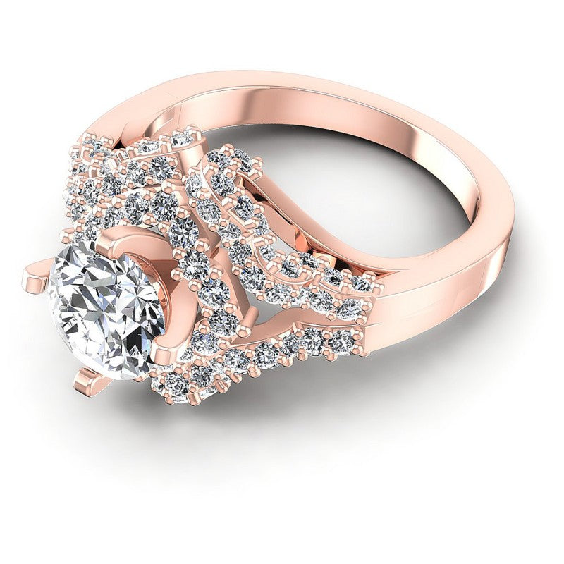 Round Cut Diamonds Halo Ring in 18KT Rose Gold