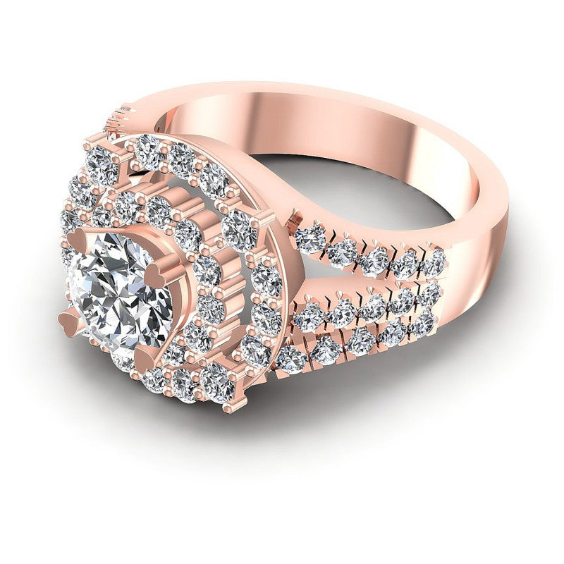 Round Cut Diamonds Halo Ring in 18KT Rose Gold