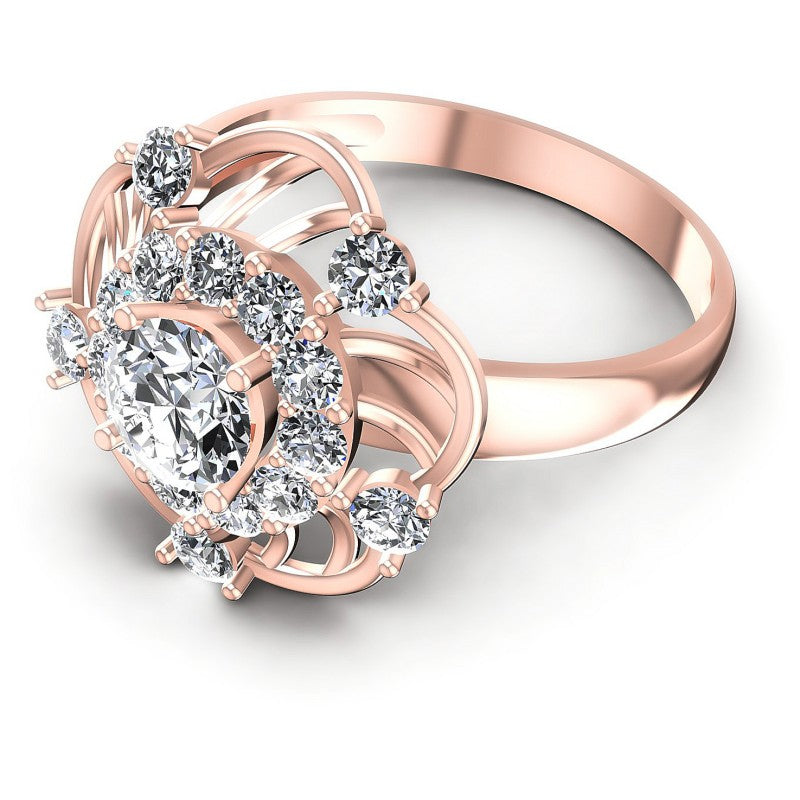 Round Cut Diamonds Halo Ring in 18KT Rose Gold