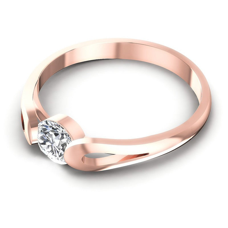 Round Cut Diamonds Solitaire Ring in 18KT Rose Gold