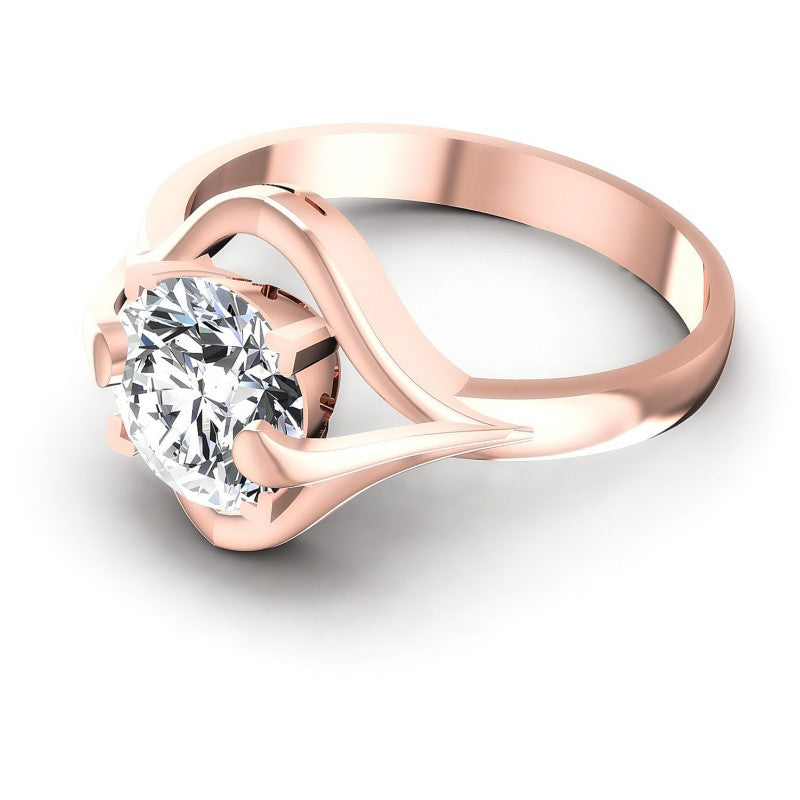 Round Cut Diamonds Solitaire Ring in 18KT Rose Gold