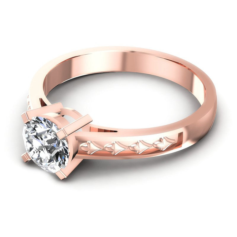 Round Cut Diamonds Solitaire Ring in 18KT Rose Gold