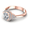 Round and Cushion Diamonds 0.65CT Halo Ring in 18KT Rose Gold