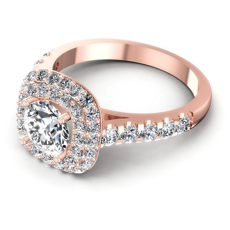 Round Diamonds 1.20CT Halo Ring in 18KT Rose Gold