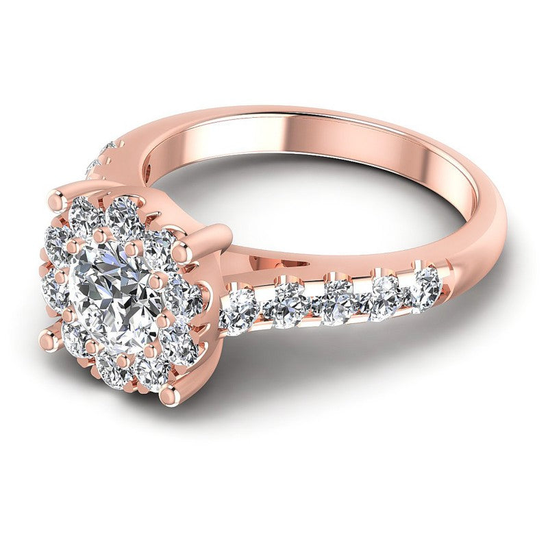 Round Diamonds 1.20CT Halo Ring in 18KT Rose Gold