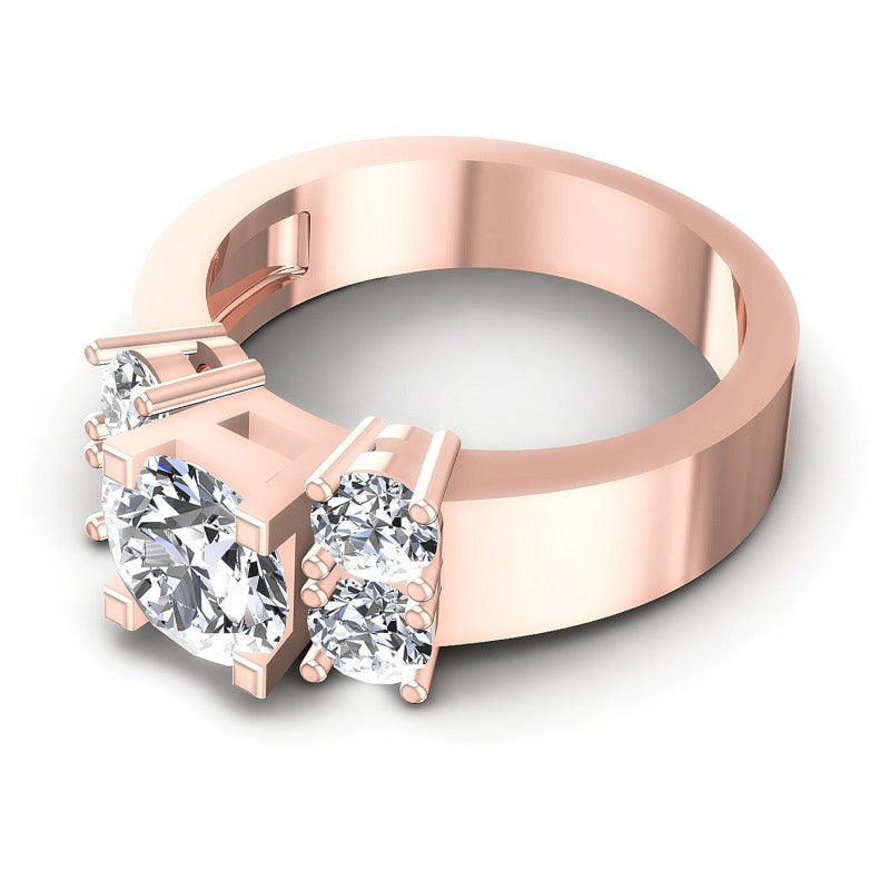 Round Cut Diamonds Engagement Ring in 18KT Rose Gold
