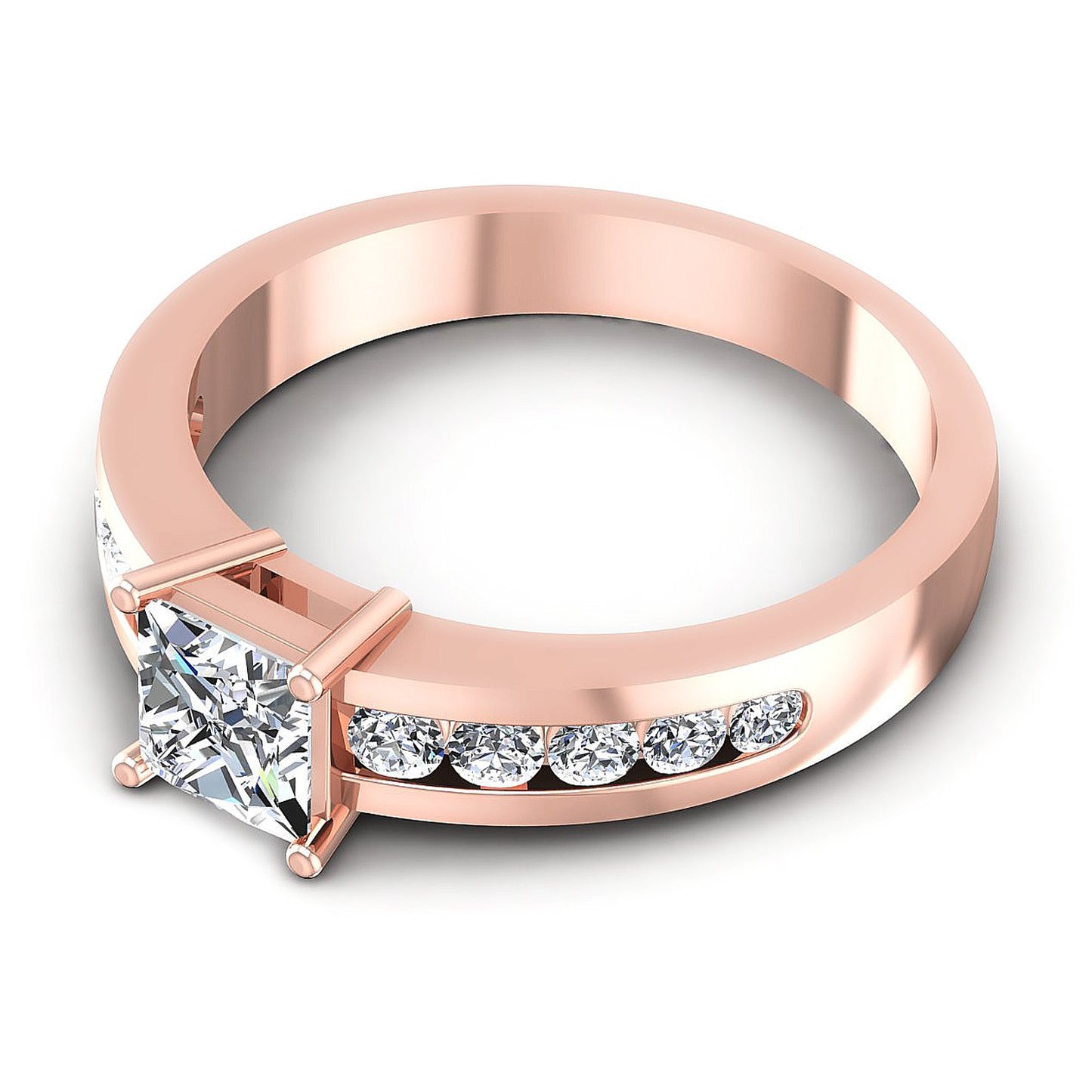 0.75CT Princess And Round Cut Diamonds Engagement Rings