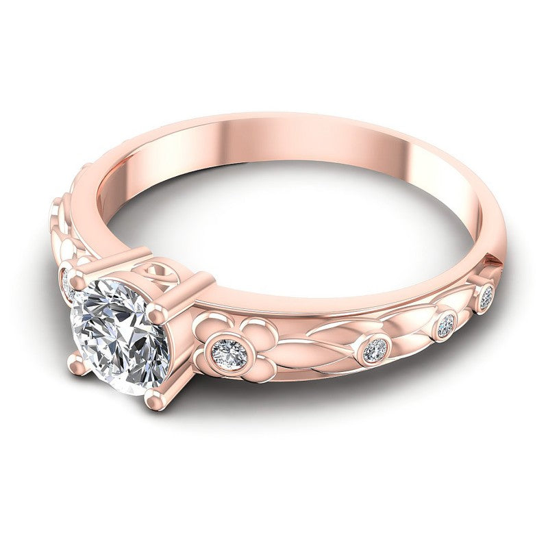 Round Cut Diamonds Antique Ring in 18KT Rose Gold