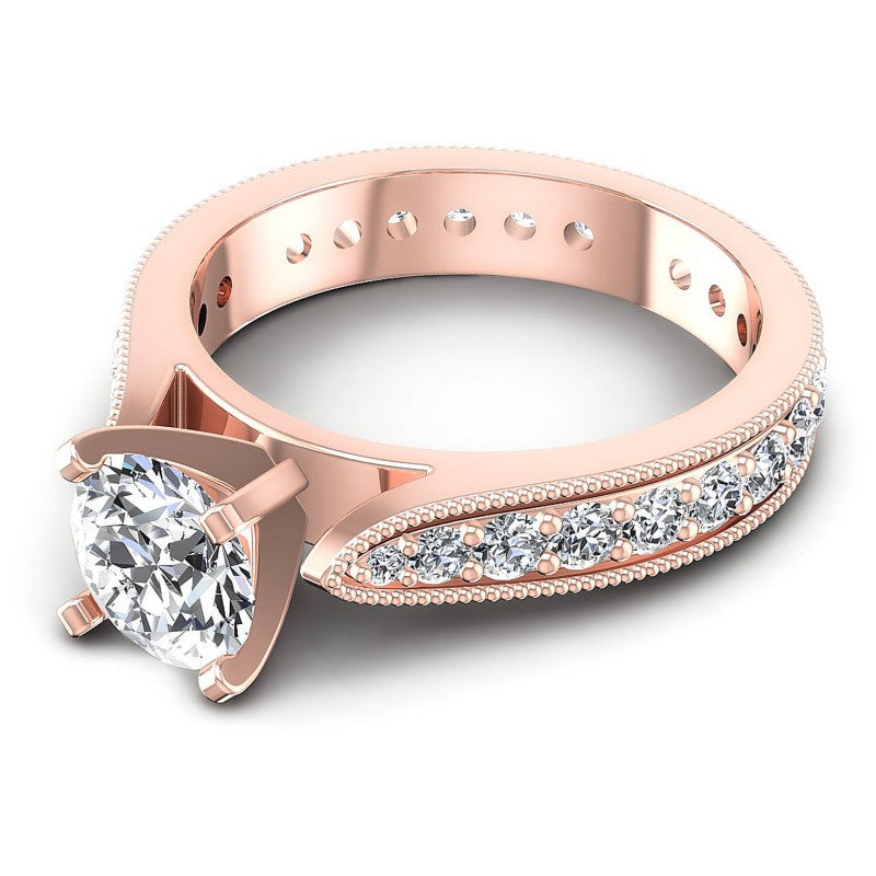 Round Cut Diamonds Antique Ring in 18KT Rose Gold