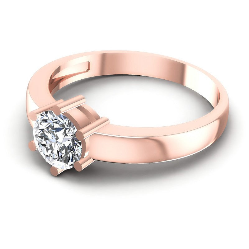 Round Cut Diamonds Solitaire Ring in 18KT Rose Gold