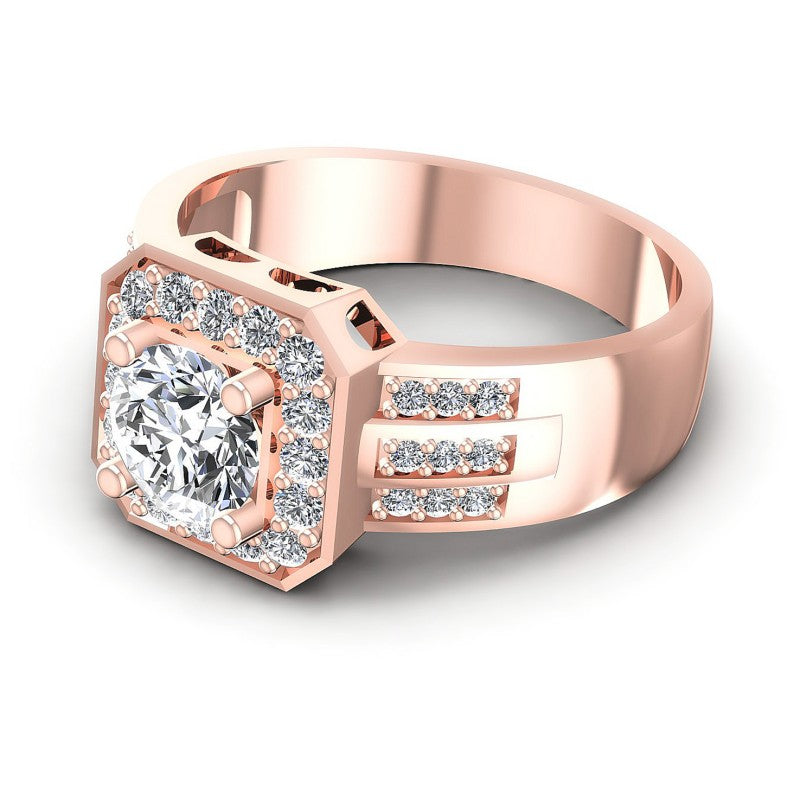 Round Cut Diamonds Halo Ring in 18KT Rose Gold