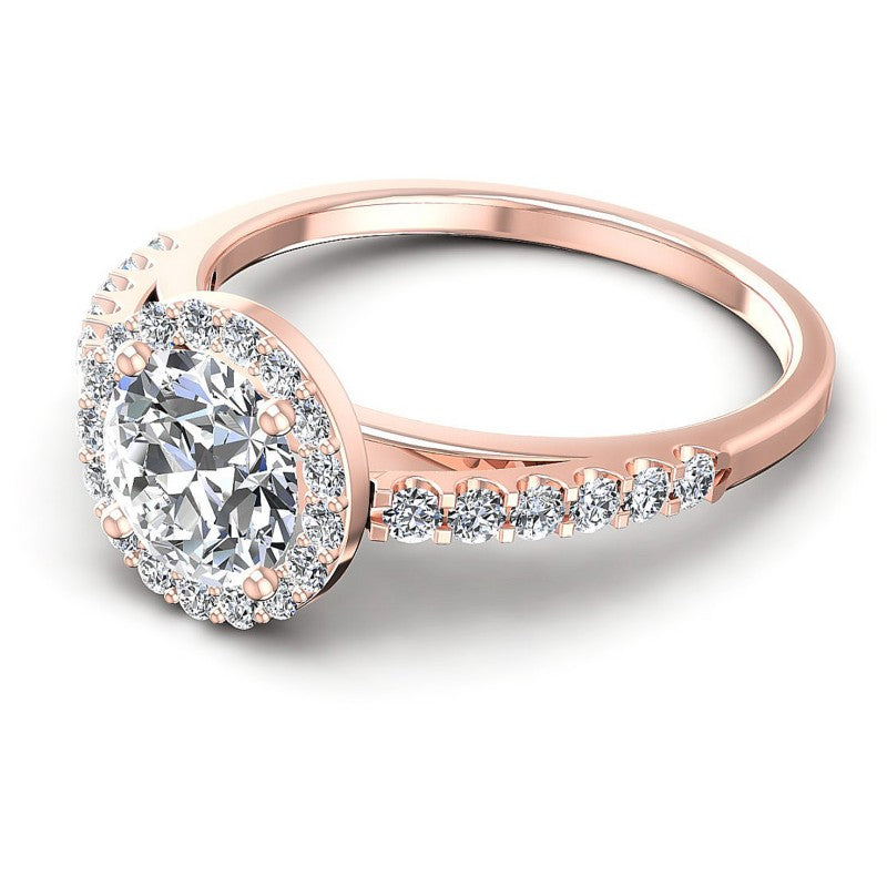 Round Diamonds 0.70CT Halo Ring in 18KT Rose Gold