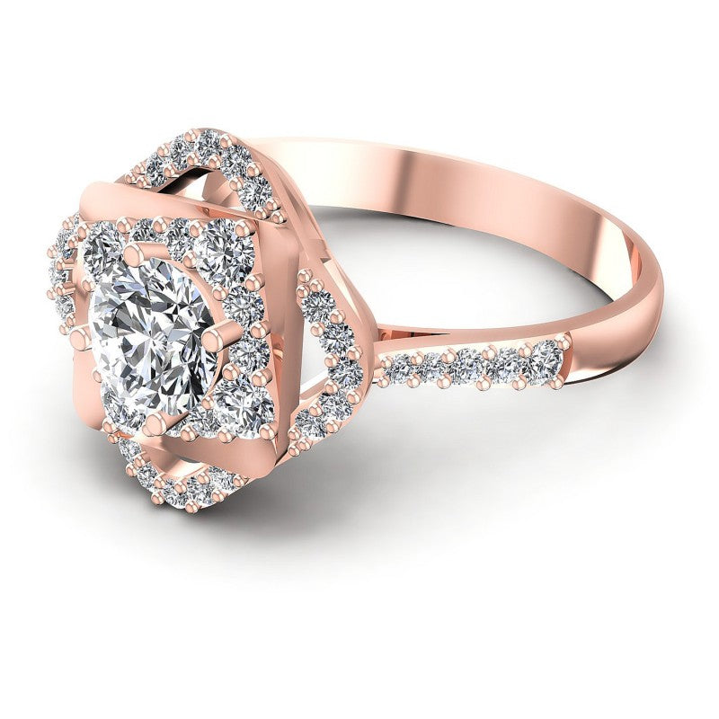 Round Diamonds 1.00CT Halo Ring in 18KT Rose Gold