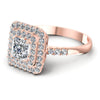 Princess and Round Diamonds 1.00CT Halo Ring in 18KT Rose Gold