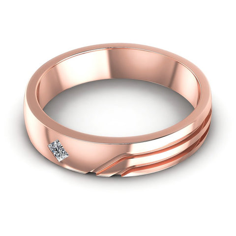 Triangle Cut Diamonds Mens Ring in 18KT Rose Gold