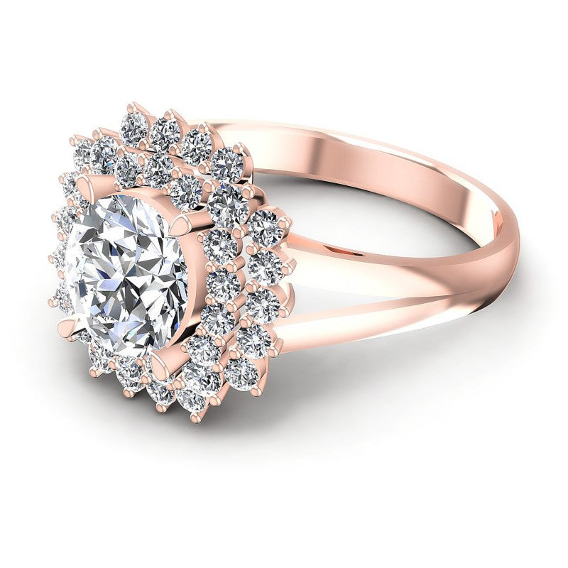 Round Diamonds 0.85CT Halo Ring in 18KT Rose Gold