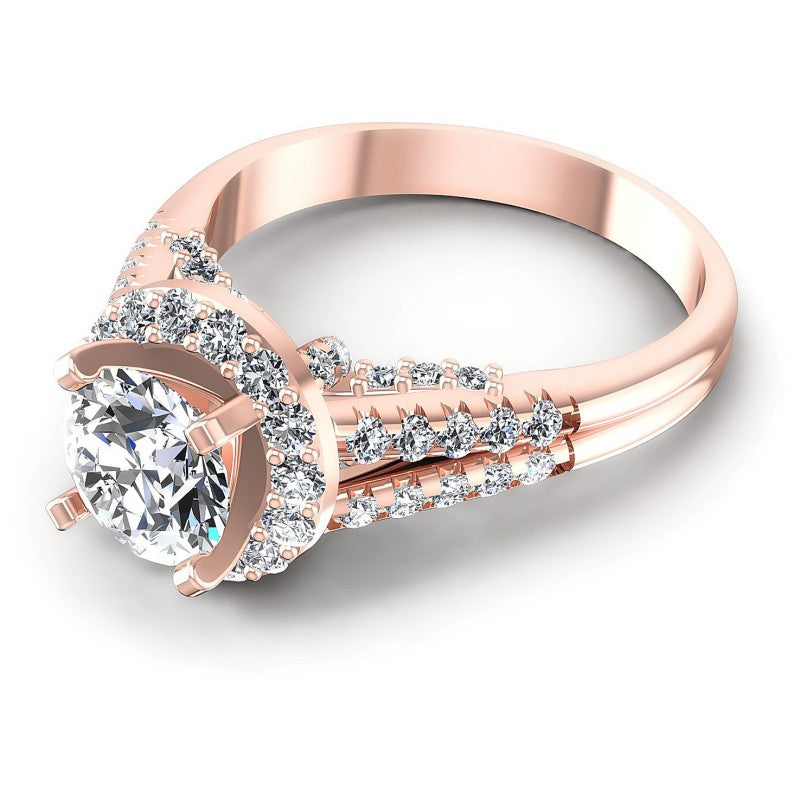 Round Diamonds 1.15CT Halo Ring in 18KT Rose Gold