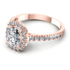 Round and Cushion Diamonds 0.75CT Halo Ring in 18KT Rose Gold
