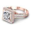 Princess and Round Diamonds 1.90CT Halo Ring in 18KT Rose Gold