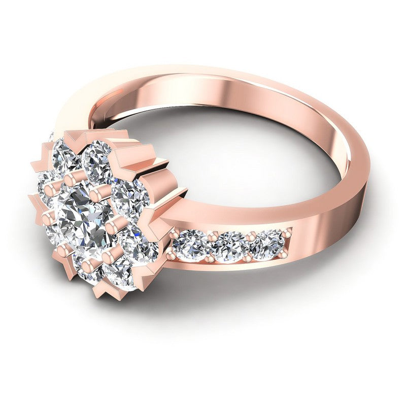 Round Diamonds 1.20CT Halo Ring in 18KT Rose Gold