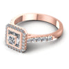 Baguette and Round Diamonds 0.85CT Halo Ring in 18KT Rose Gold