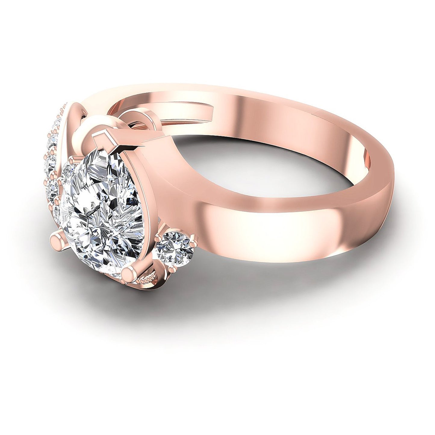 0.70CT Pear And Round Cut Diamonds Engagement Rings