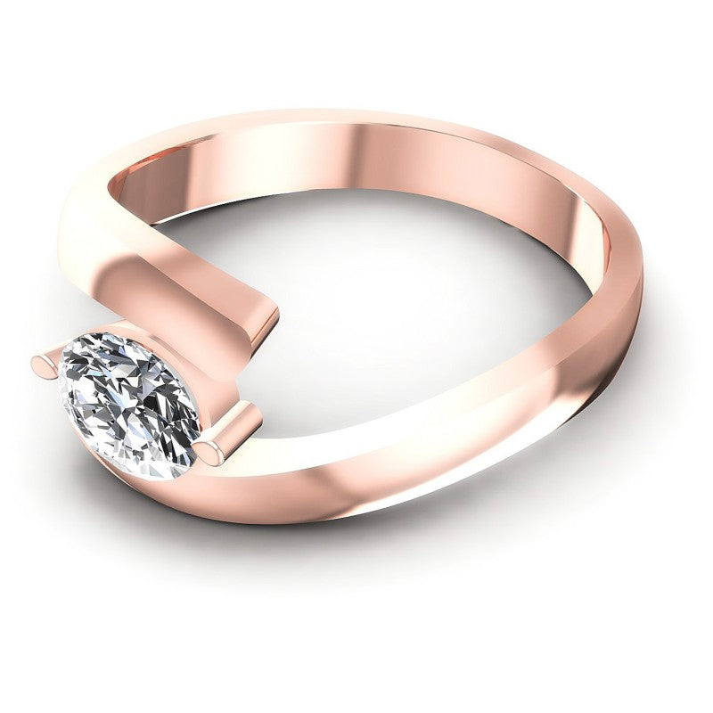 Oval Diamonds 0.35CT Solitaire Ring in 18KT Rose Gold
