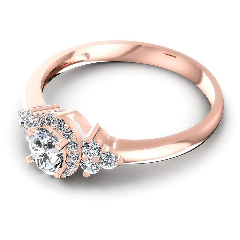 Round and Oval Diamonds 0.60CT Halo Ring in 18KT Rose Gold