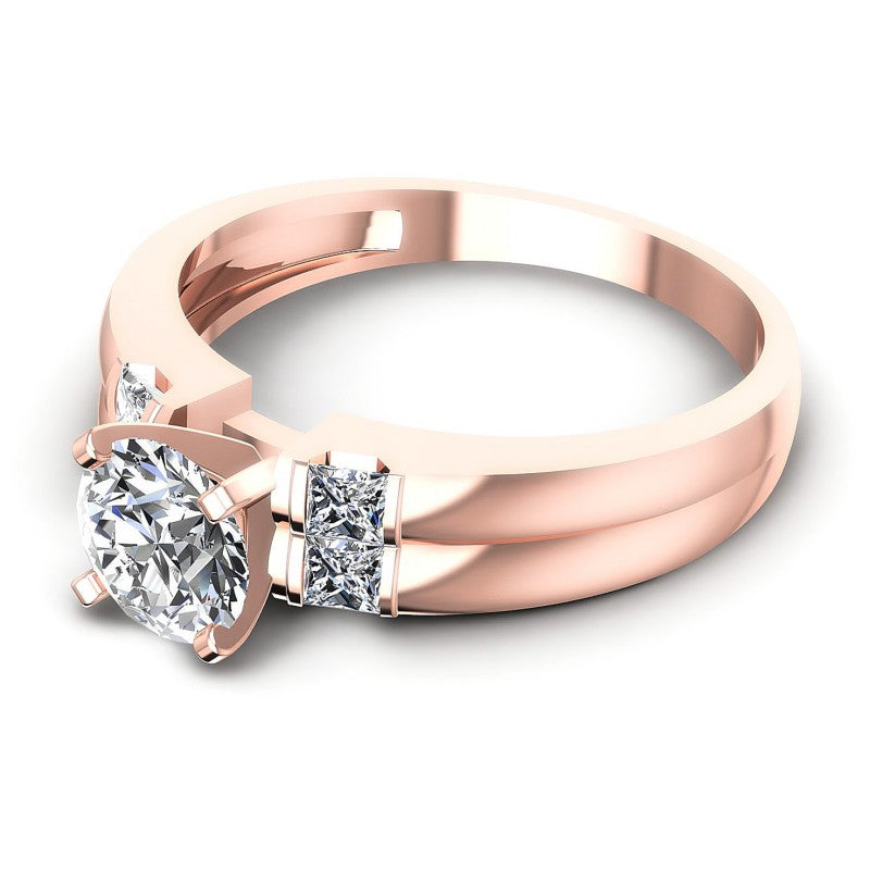 Princess and Round Diamonds 0.60CT Engagement Ring in 18KT Rose Gold