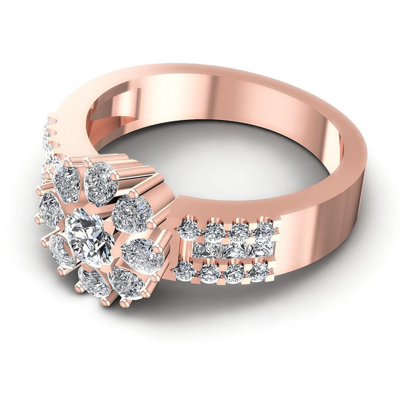 Princess and Round and Pear Diamonds 1.25CT Fashion Ring in 18KT Rose Gold
