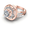 Princess and Round Diamonds 1.35CT Halo Ring in 18KT Rose Gold